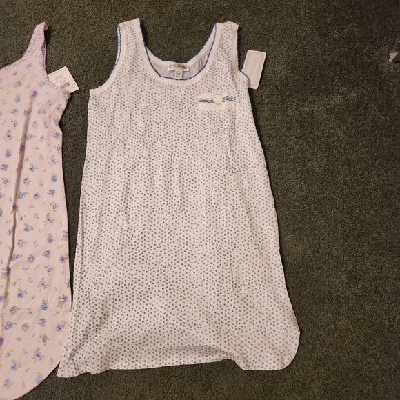 NWT Lot Of 2 Carole Hochman Nightgowns Size M 100% Cotton Tank Sleep Dress Gma - Picture 4 of 11